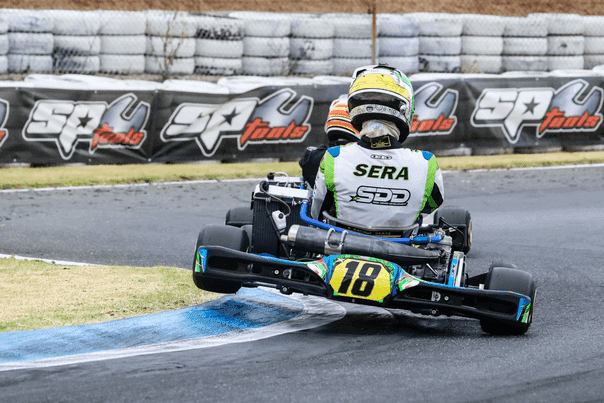 Chris go-karting on the track